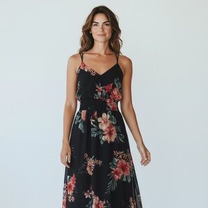 🌺Floral Black Maxi Dress